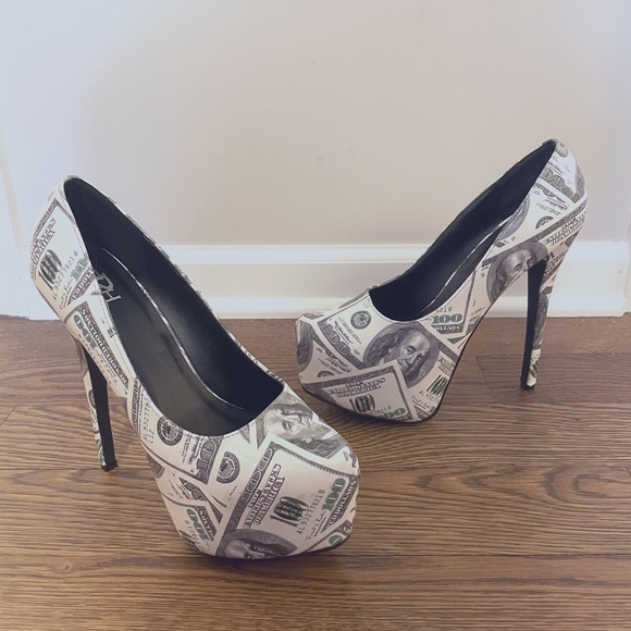 HRH Shoes Womens One Hundred Dollar Bill Print Platform